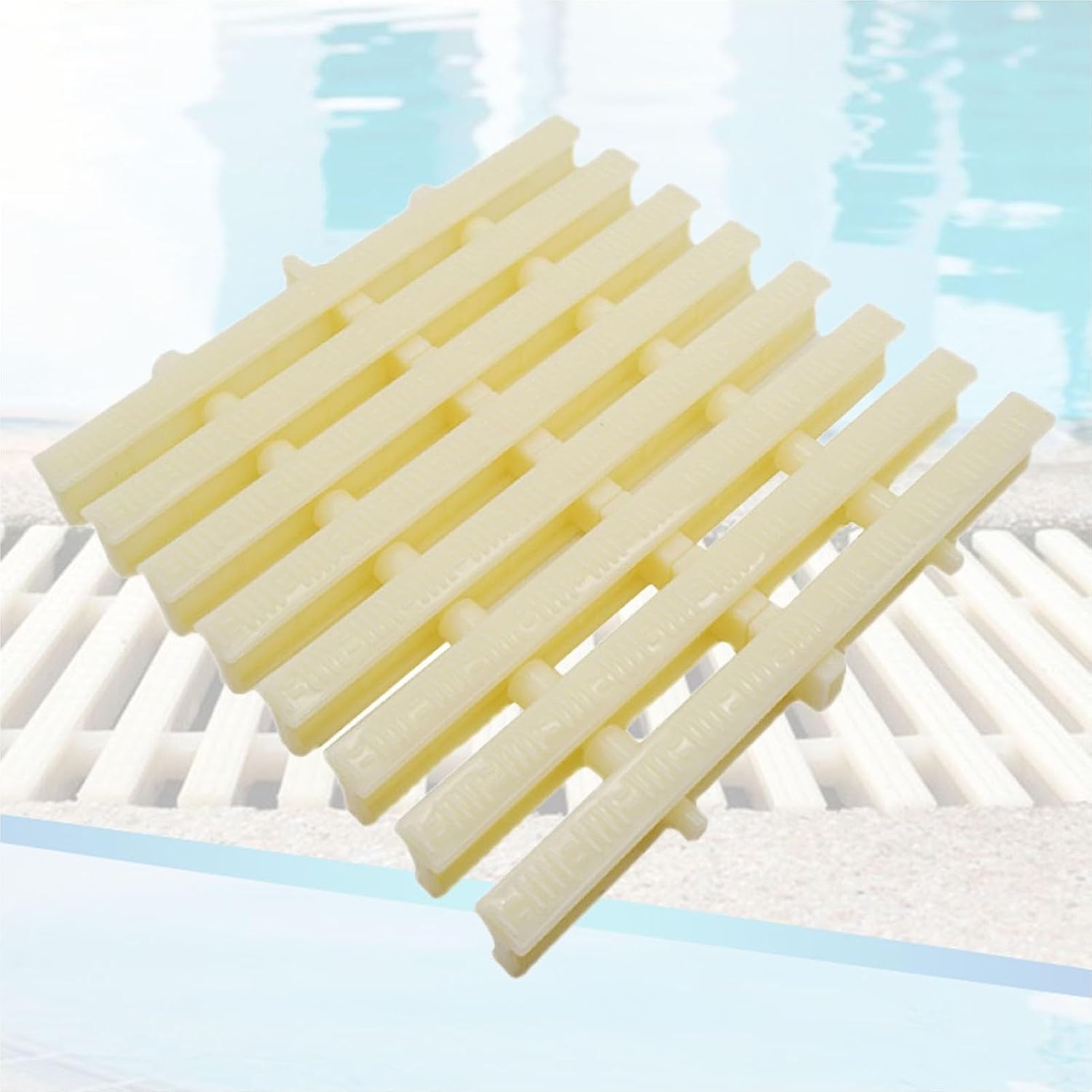 Swimming Pool Drainage Overflow Grate,ABS Drainage Overflow Grate,Activity Grating Cover with Rhombus Texture,for Walkways Yard Fences(25x 100CM,6 Piec