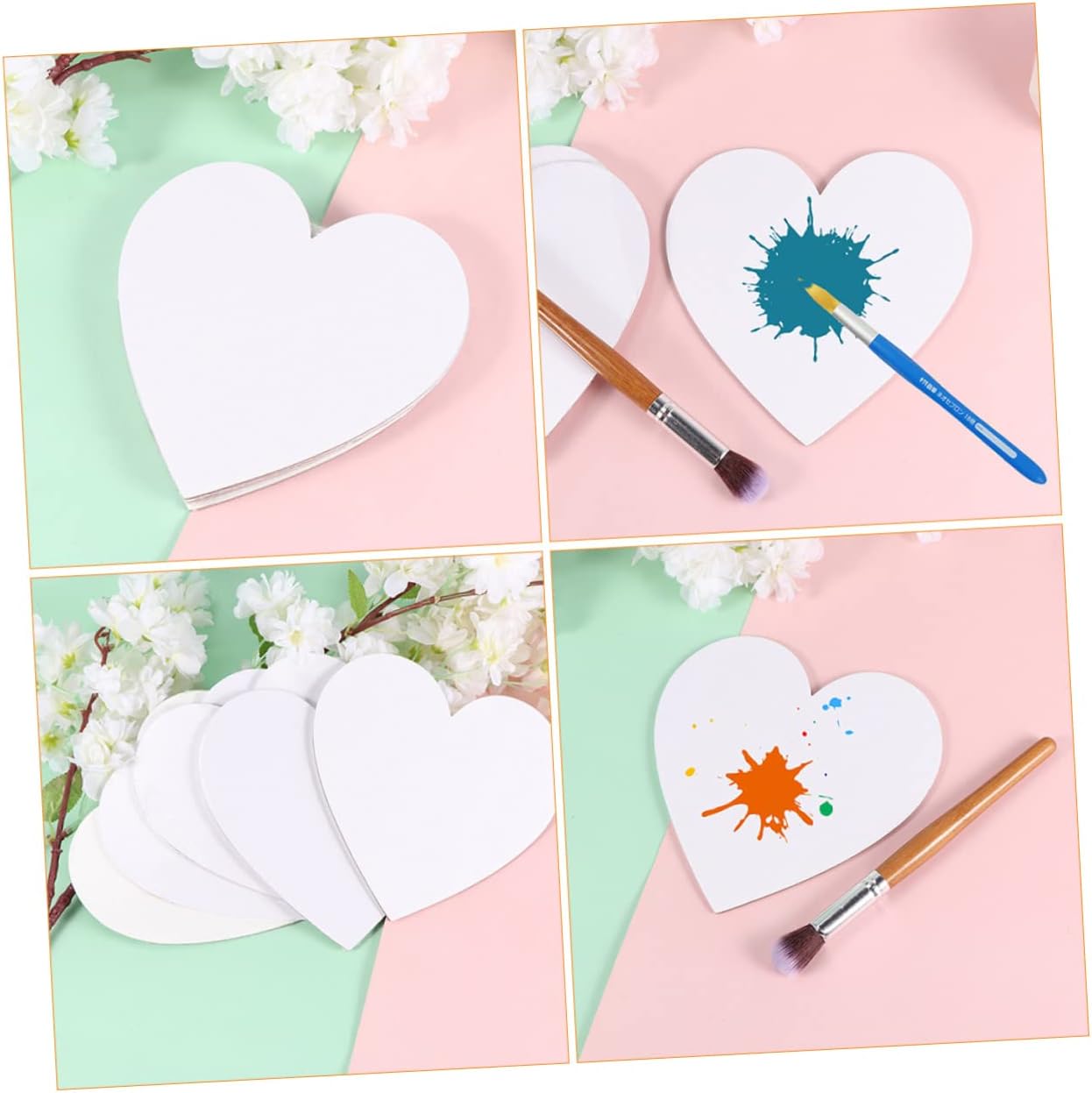 6PCS Heart Shaped Cotton Oil Painting Boards for Artists Blank Canvas Panels for Acrylic Paint for Crafting and Home Decoration
