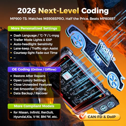 Autel MaxiPRO MP900TS Scanner: 2026 8in MP900-TS up of MaxiSYS MS906 PRO MS906TS MP900BT MK900-TS, Full TPMS as MS906 Pro-TS, Car Bidirectional Scan Tool, 40+ Service, All System, CAN FD&DOIP, OS 11.0 - Image 5