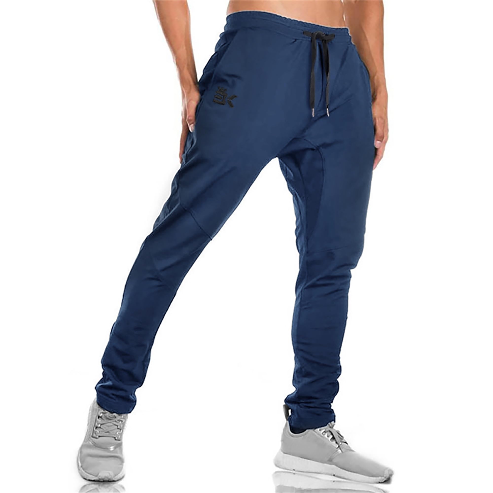 BROKIG Gym Jogginghose Sporthose Herren Lang mit Doppeltasche, Baumwolle Trainingshose Herren Fitness Slim Fit Hose