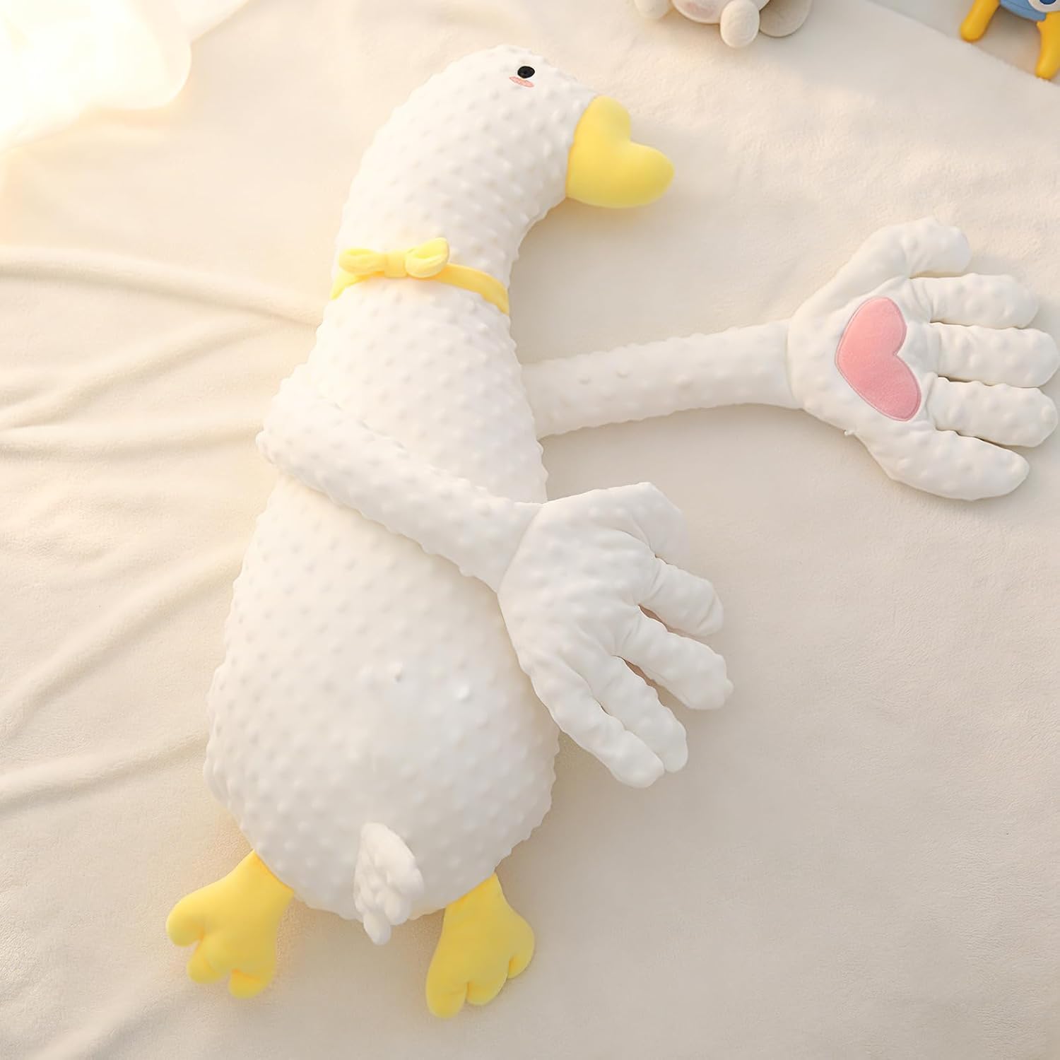 LiKiLiKi Giant White Goose Large Plush Doll, Automatic Patting Stuffed Animal, Soft Minky Fabric Cuddly Toy, Oversized Cozy Plush Figure for Home Decor & Daily Companion (Swan)