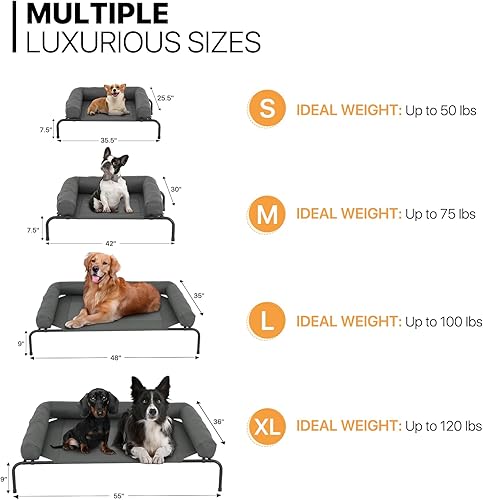 Miniatura 9 de MoNiBloom Cama elevada para perros para exteriores con cojín extraíble, cama elevada portátil para perros con pies antideslizantes estables y malla