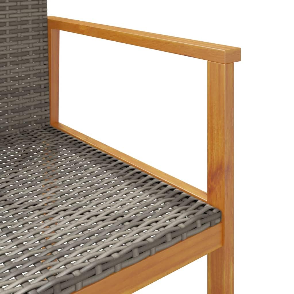 vidaXL Sillas de jardín 2 uds Madera Maciza y ratán sintético Gris