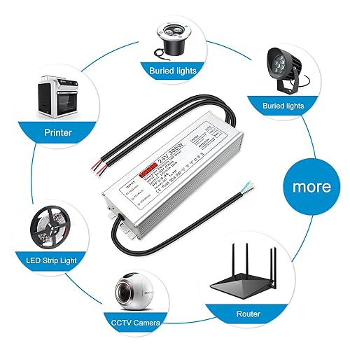 Miniatura 7 de Fuente de alimentación al aire libre impermeable IP67 de 24V 300W, CA 100-265V a DC 24 voltios controlador LED, transformador, adaptador para tira