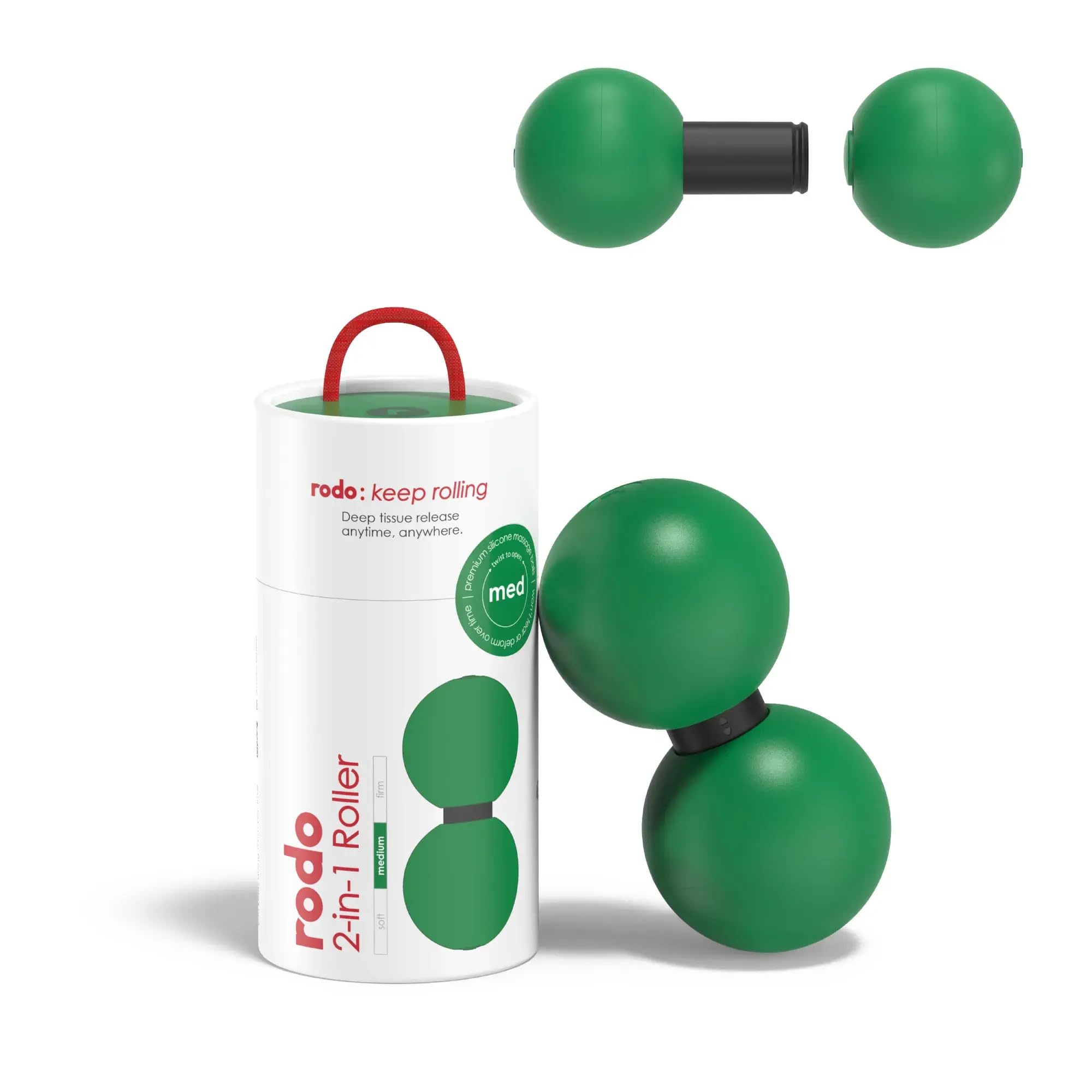 Rodo 2-in-1 Medium Peanut &amp; Lacrosse Ball Roller | Deep Tissue Massage Tool for Fascia, Plantar Fasciitis, Hips &amp; Back | Mobility &amp; Recovery Roller | Compact, Travel-Friendly, Pilates &amp; Therapy Ready