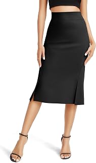 UrbanCoCo Women's High Waist Stretch Fishtail Pencil Skirt - Bodycon Midi with Slit for Office & Casual Wear