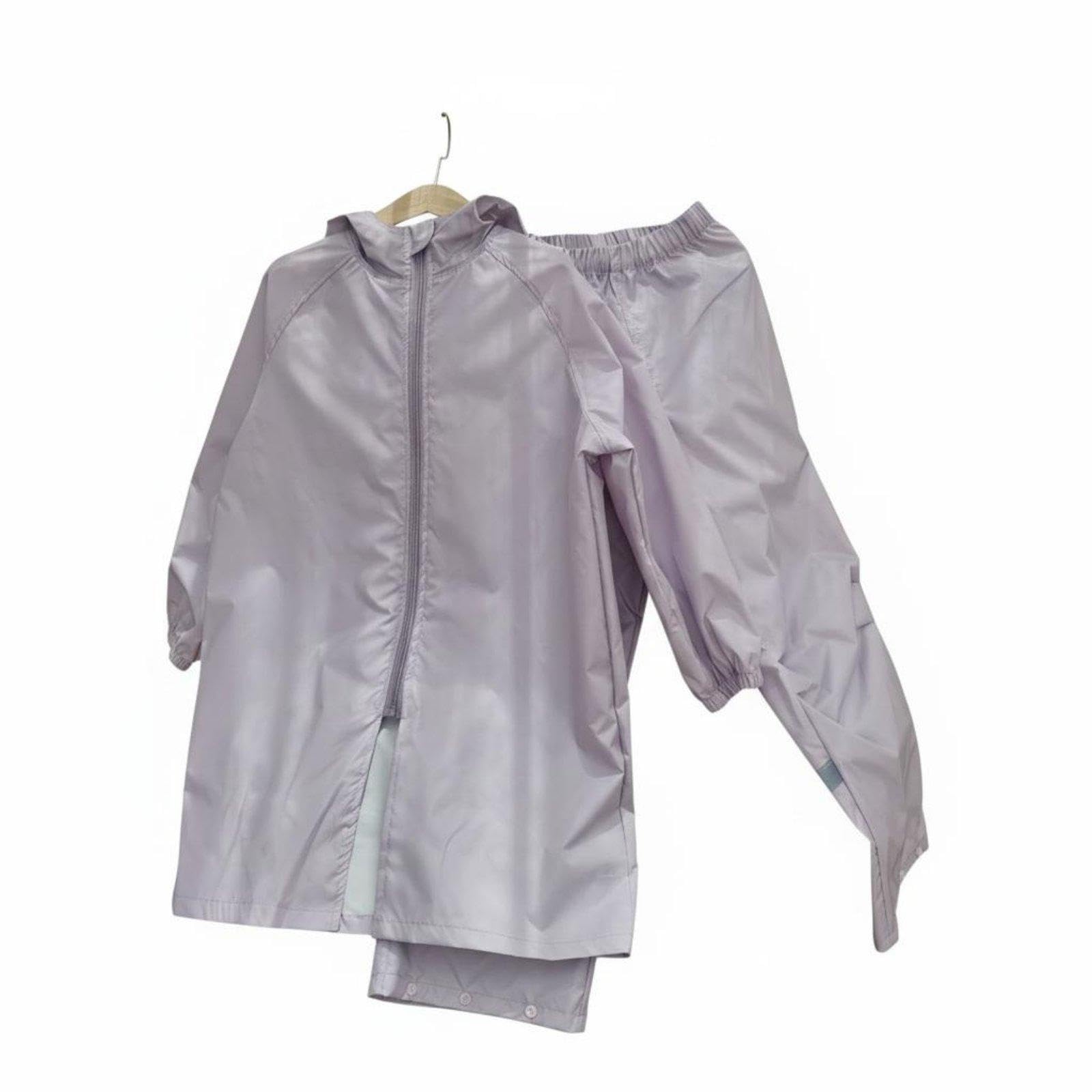 CALANDIS 2 Pieces Kids 2-Piece Rain Suit Waterproof Children's Raincoat and Pants Set Hooded Raincoat and Pants Set for Young Children, Outdoor, Camping 130 Purple-picture-7