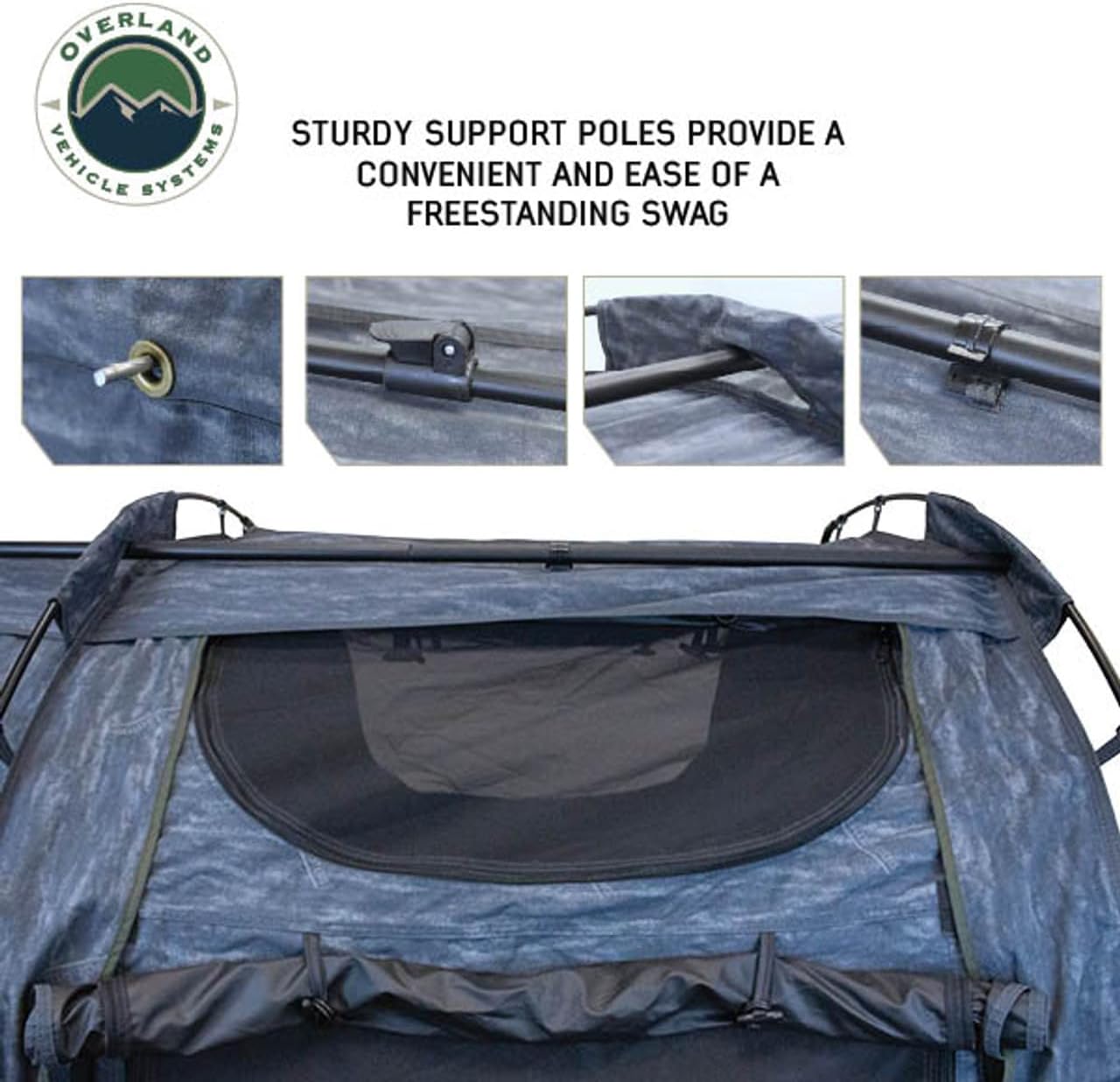 Overland Vehicle Systems XD Khumbu 2 Swag Ground Tent, Grey Body and Black Rainfly - with Internal LED Lighting - Interior Black Out Technology - 320G Rip Stop Material - Mattress Included