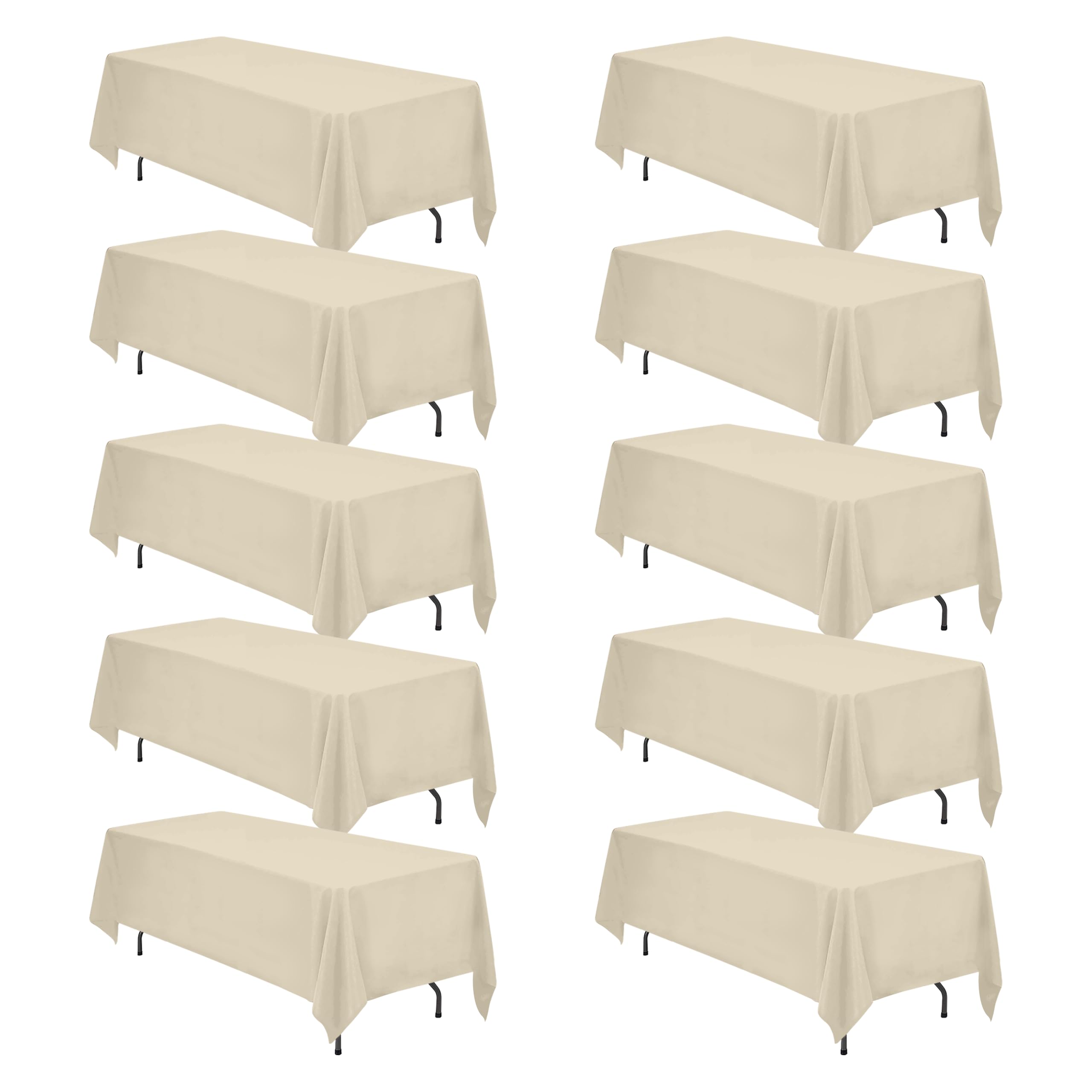 BRILLMAX 10 Pack Beige Tablecloths 70x120 Inch for 6-8ft Rectangle Tables