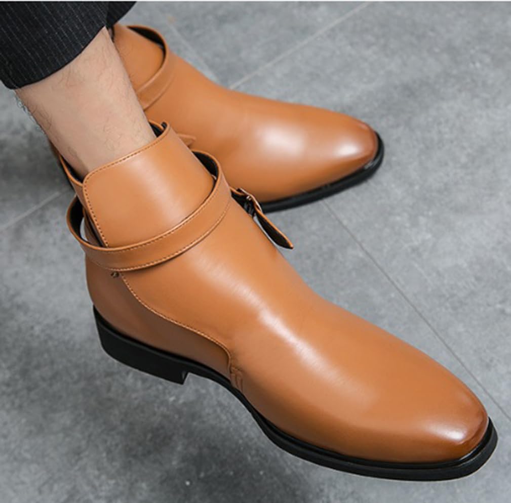 Stivali Chelsea Uomo Pelle PU Scarpe Casual Eleganti per Camminare | Stivaletti Neri Brogue Uomo Infilare Elastico Suola Gomma Antiscivolo Comfort Ufficio Festa Matrimonio Uso Quotidiano