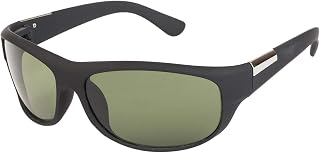 ARZONAI Men's UV-400 Protected Sunglasses Hector Sports Wrap Matte Black, 64mm (GreenLens) (MA-905-S3) Price In India
