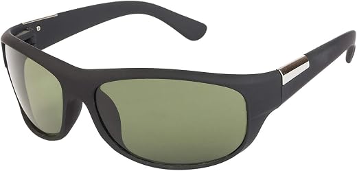 ARZONAI Men's UV-400 Protected Sunglasses Hector Sports Wrap Matte Black, 64mm (GreenLens) (MA-905-S3)
