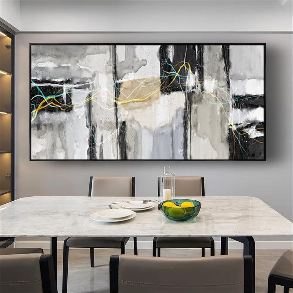 DFZEWKI Abstract Golden Blue Modern Art Wall Decor for Home Living Room Decor(50x100cm(20x39in)/No frame)
