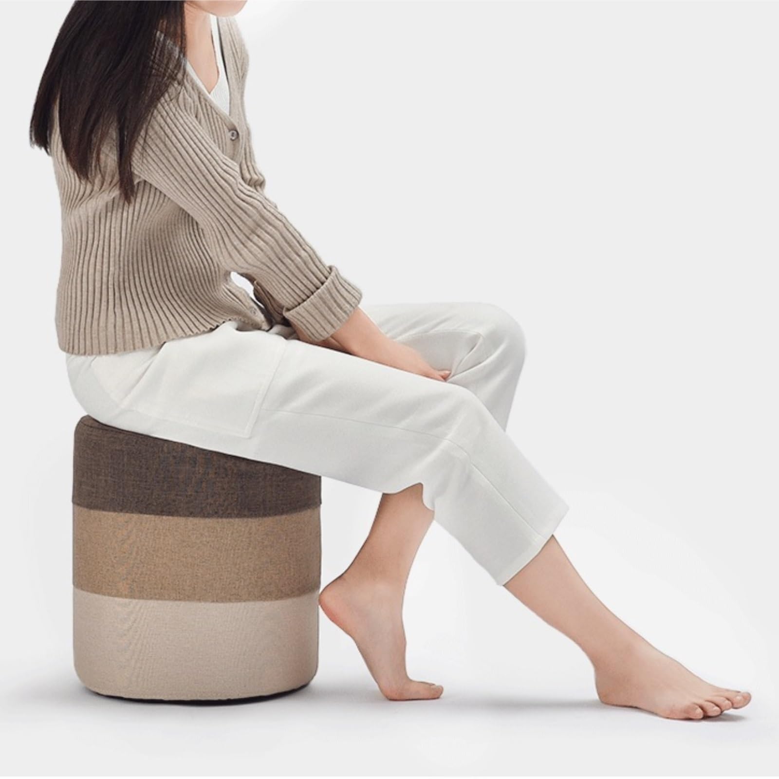 Ottomana Salón Reposapiés Moderno Y Sencillo De Algodón Lino con Arcoíris Funda Extraíble Lavable Asiento Extra(Multi-Colored,28x35cm)