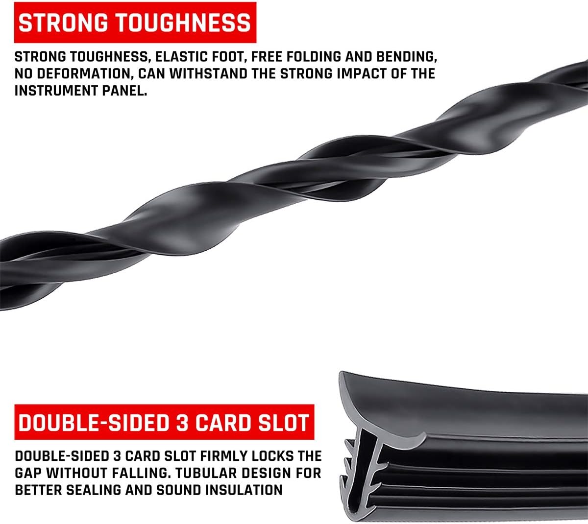 CloudBuyer Auto Dashboard Seal Strip 5.25Ft/1.6M Edge Trim Rubber Seal Protector Guard Strip for The Space Between Dashboard and Windshield of Cars