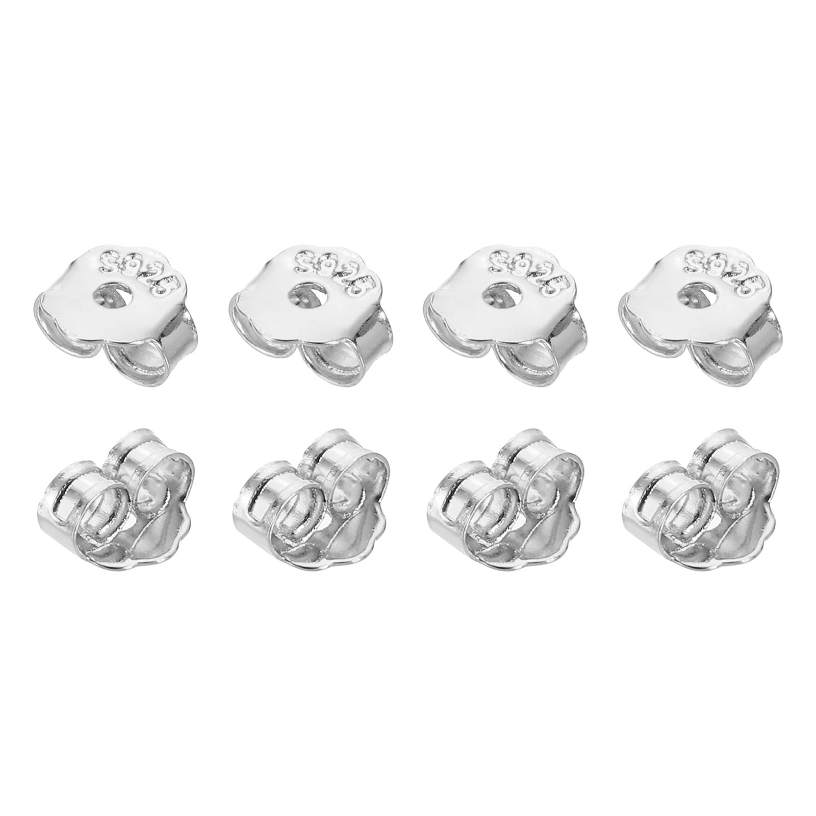 Cierres de pendientes de repuesto tipo tuerca mariposa de plata S925 de 4 mm