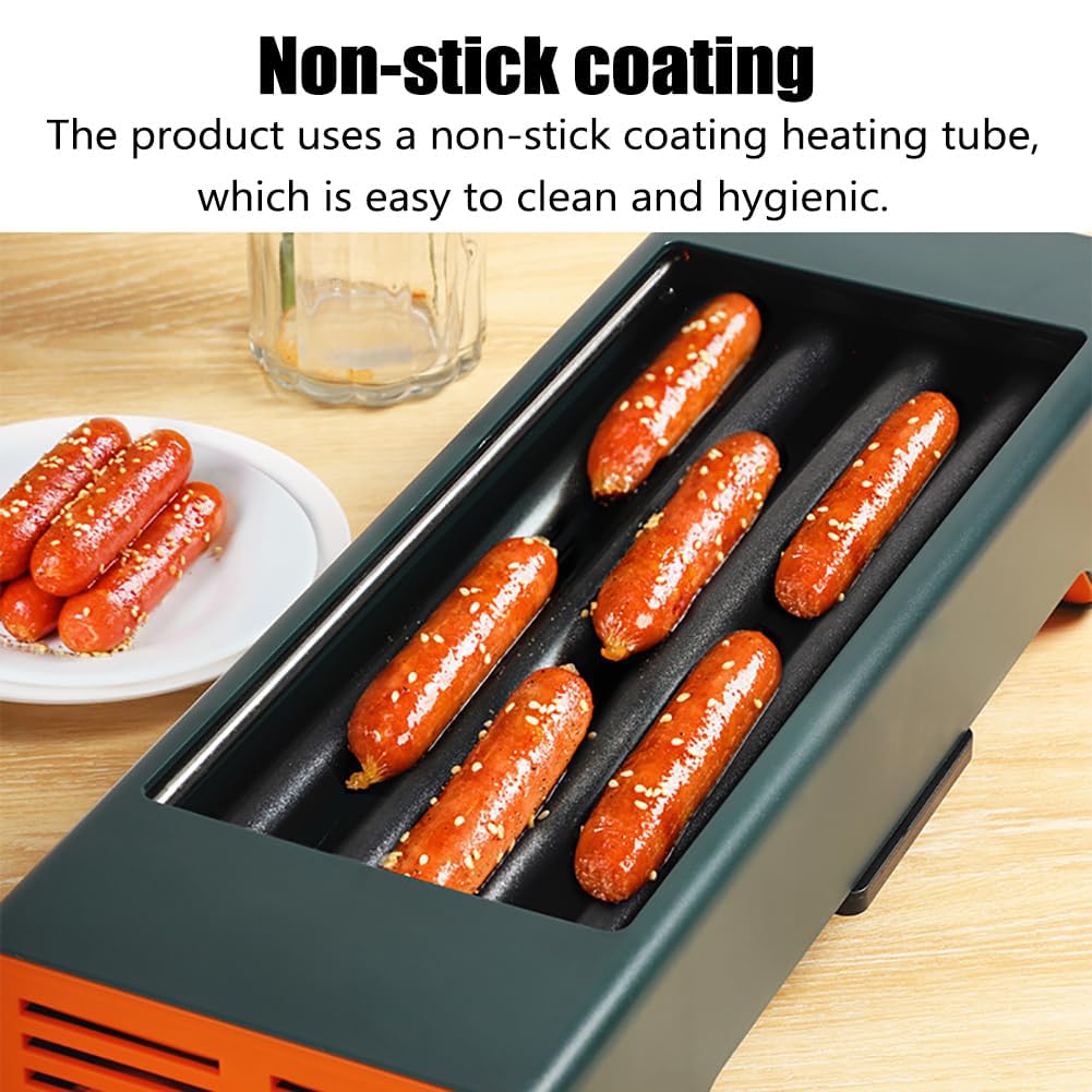 Parrilla para salchichas 150W 4 rodillos antiadherentes temperatura ajustable 0-180°C acero inoxidable