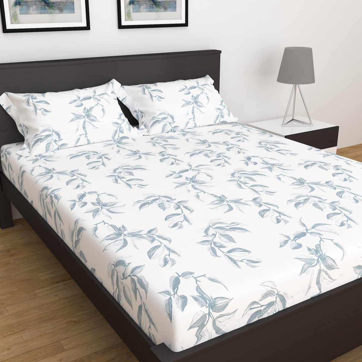Home Centre Sapphire Cotton 210TC 3Pcs Printed King Bedsheet Set