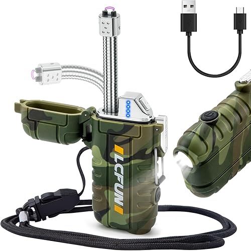 Miniatura 9 de LcFun Encendedor de arco eléctrico recargable por USB, encendedores de plasma a prueba de viento, con pantalla LED de batería, encendedores