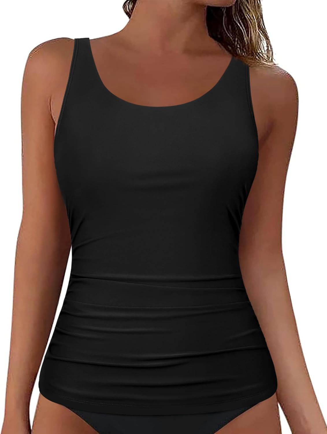 Hilor Women's Underwire Tankini Top Swimsuit Tummy Control Bathing Suit Tops Retro Tank Top Swimwear Modest Swim Top Only - Image 3