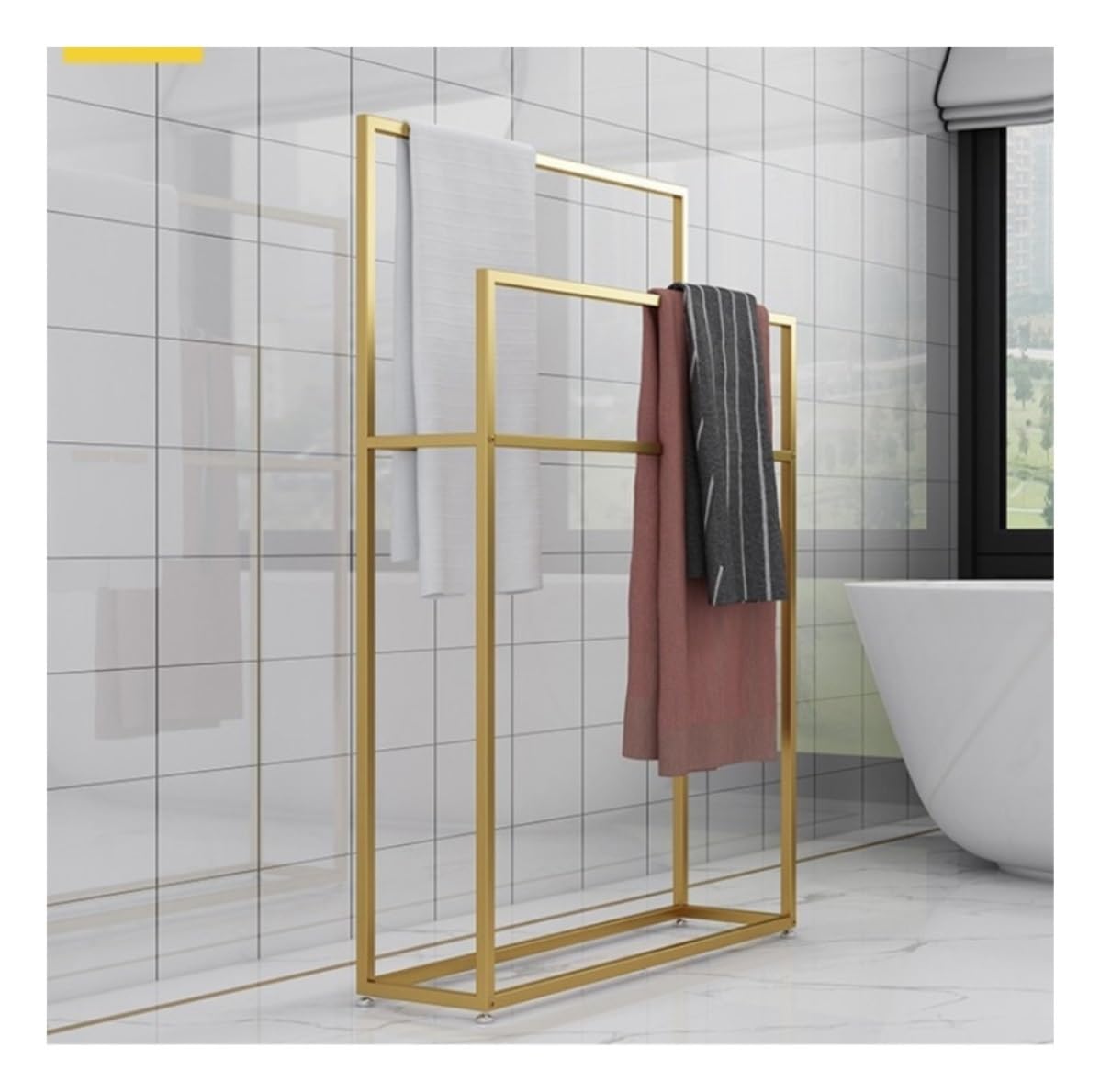 DKRAHRJJ Freestanding Towel Rack Stand, 2 Tier Metal Towel Shelf Towel Holder Stand, for Bathroom Living Room Laundry Room/D/75 * 20 * 110Cm