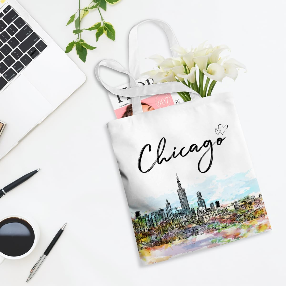 Watercolor New York Paris Chicago Nashville Italy California Lover Gifts Tote Bag Beach Bag Travel Souvenir Gift