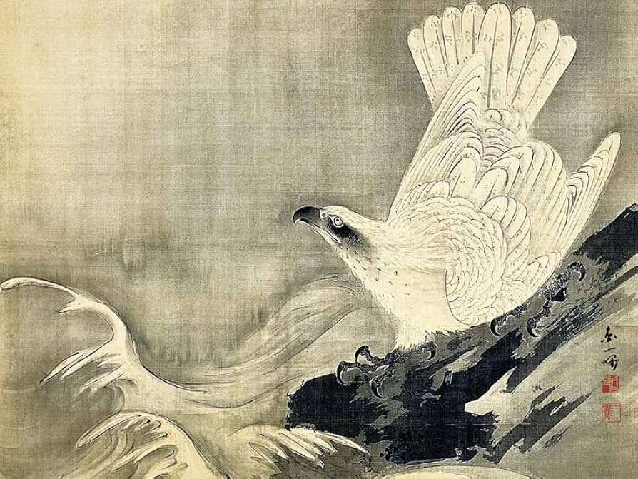 Amazon.co.jp: JHA 絵画 アート額絵 日本の名画 円山応挙「白鷹