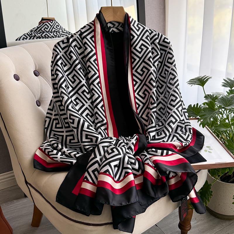 Image of Floral Printed Silk stole | silk Scarf for Women | stylish silk stole for women | Soft Lightweight Stole, Shawl & Neck Wrap | Scarf for Wedding, Party, Travel & Casual Wear
