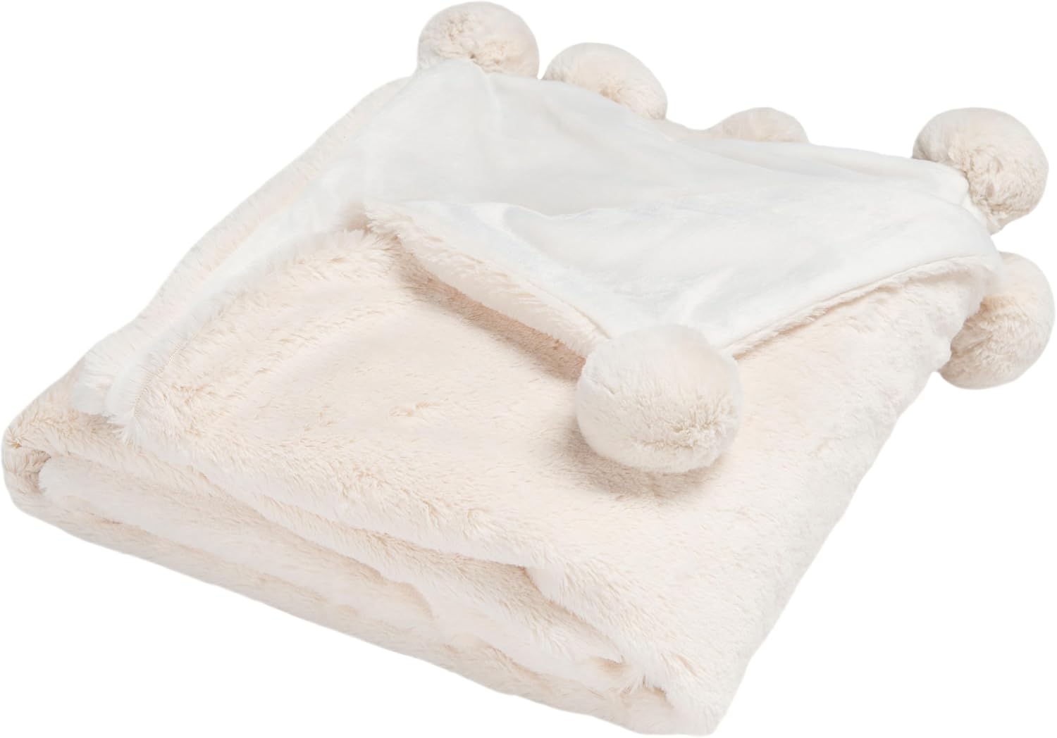 SAFAVIEH Home Collection Dalson Ivory Cotton 50 x 60-inch Pom Sofa Chaise Lounge Club Chair Living Room Bedroom Decorative Throw Blanket THR742A-5060, 19"x19"