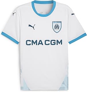 قميص رياضي جيرسي بتصميم كلاسيكي نسخة طبق الأصل للرجال لفريق أولمبيك مارسيليا من بوما (عبوة من قطعة واحدة)