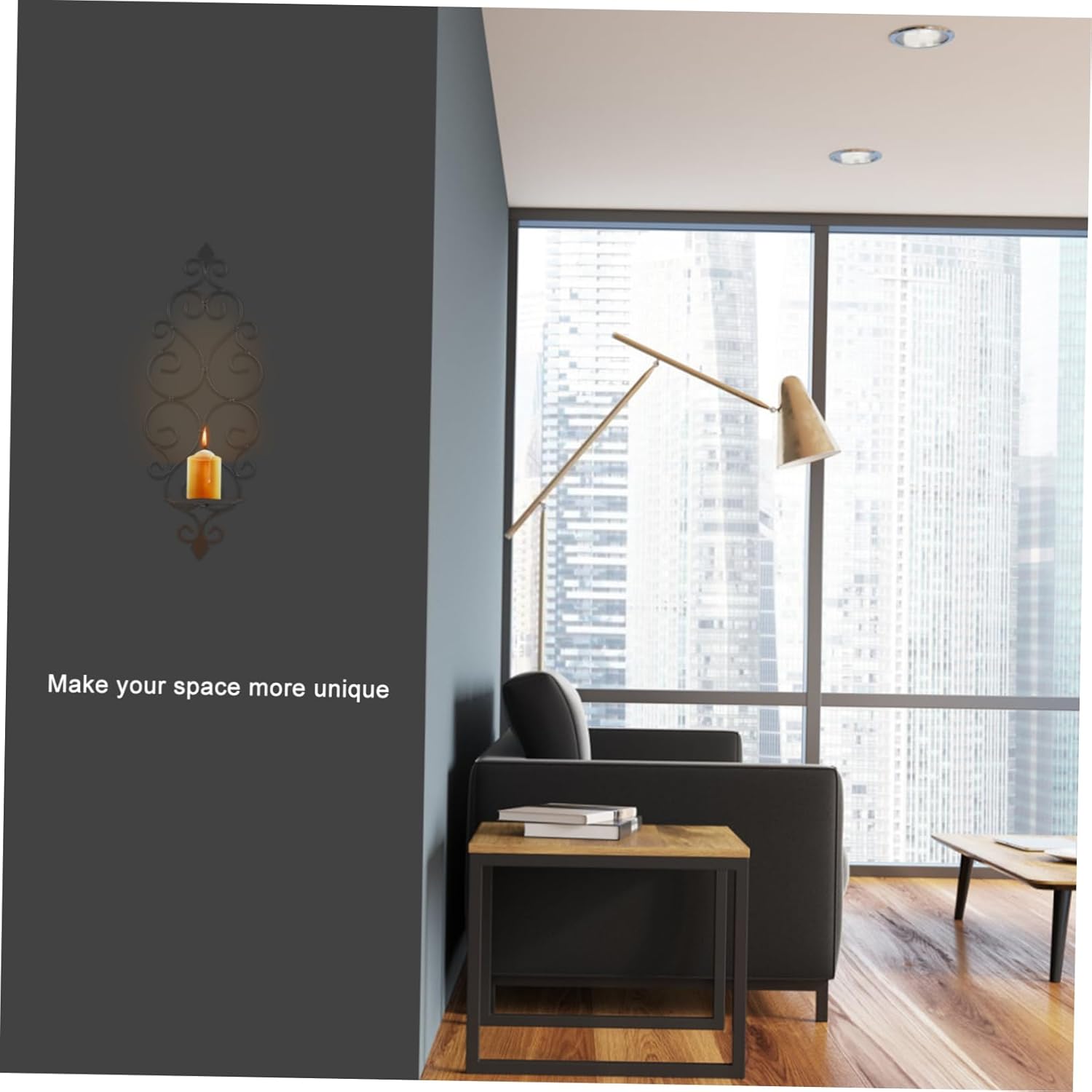 ABOOFAN 2pcs Wall Candle Sconce Holder Elegant Black Pillar Candlestick Decor for Living Room Bedroom and Weddings for Tealights and Pillar Candles