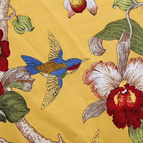 Unitendo Pastoral Countryside Style Linen Cotton Table Cloths/Table Cloth With Delicate Blooming Floral And Lively Birds Design,Yellow,55"X86". #TOP3