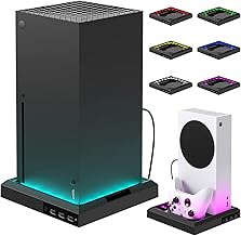 RGB LED Light Stand for Xbox Series X with 3 Extra USB Port, YUANHOT 7 Colors 10 Effects Vertical LED Stand Compatible with Xbox Series X/S Console
