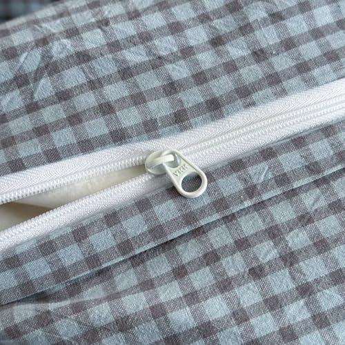 Image of PinkMemory Blue Gingham Duvet Cover Bedding Set King 100% Washed Cotton Blue Plaid Checkered Duvet Cover 3pcs Modern Grid Gingham Bedding with Zipper Closure Ultra Soft Breathable