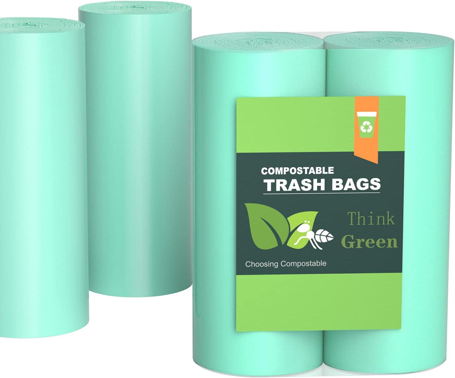 8 Gallon Trash Bags Bathroom Trash Bags, AYOTEE 40 Count Ultra Strong Unscented Garbage Bags Clear Trash Bags Waste Basket Liners for Bathroom, Kitchen,Bedroom, Office, Pet, Car(Green)