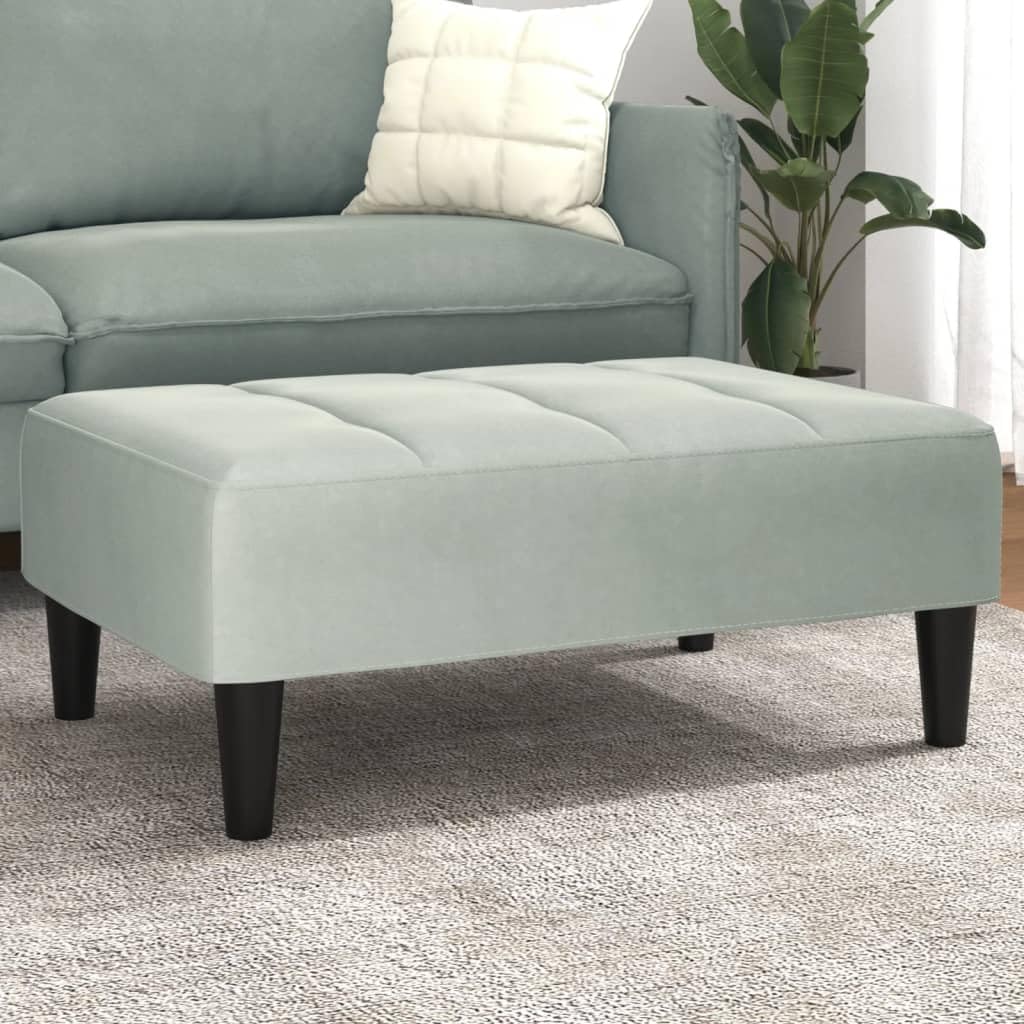 Repose-pieds en velours gris chic avec finitions de qualité