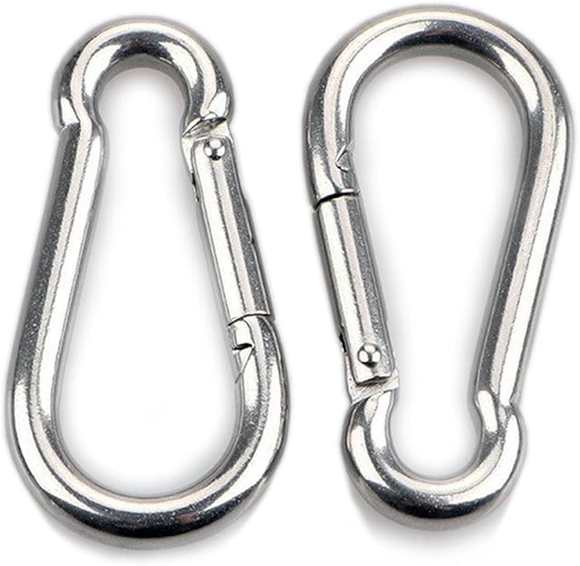 HONGCI 2pcs Carabiner Hook (M8) - High Strength 304 Stainless Steel Karabiner Clips, Carabiner Chain Clip Hook for Outdoor, Camping, Hiking, Heavy Duty Snap Hook