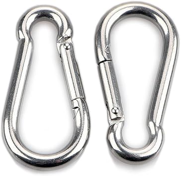 HONGCI 2pcs Carabiner Clip M8 Heavy Duty Stainless Steel Caribeana Clips