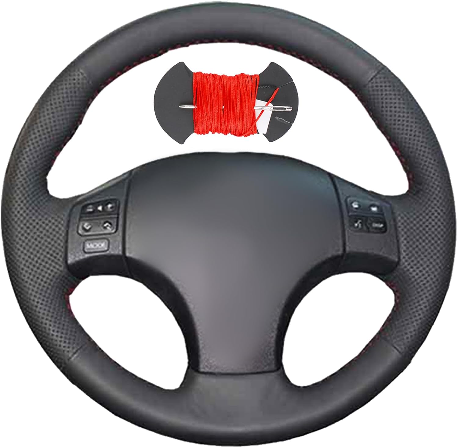 Microfiber Leather Car Steering Wheel Cover Anti-Slip Stitch Wheel Wrap Fit for Lexus is IS250 IS250C IS300 IS300C IS350 IS350C F Sport 2005-2011,Red Thread