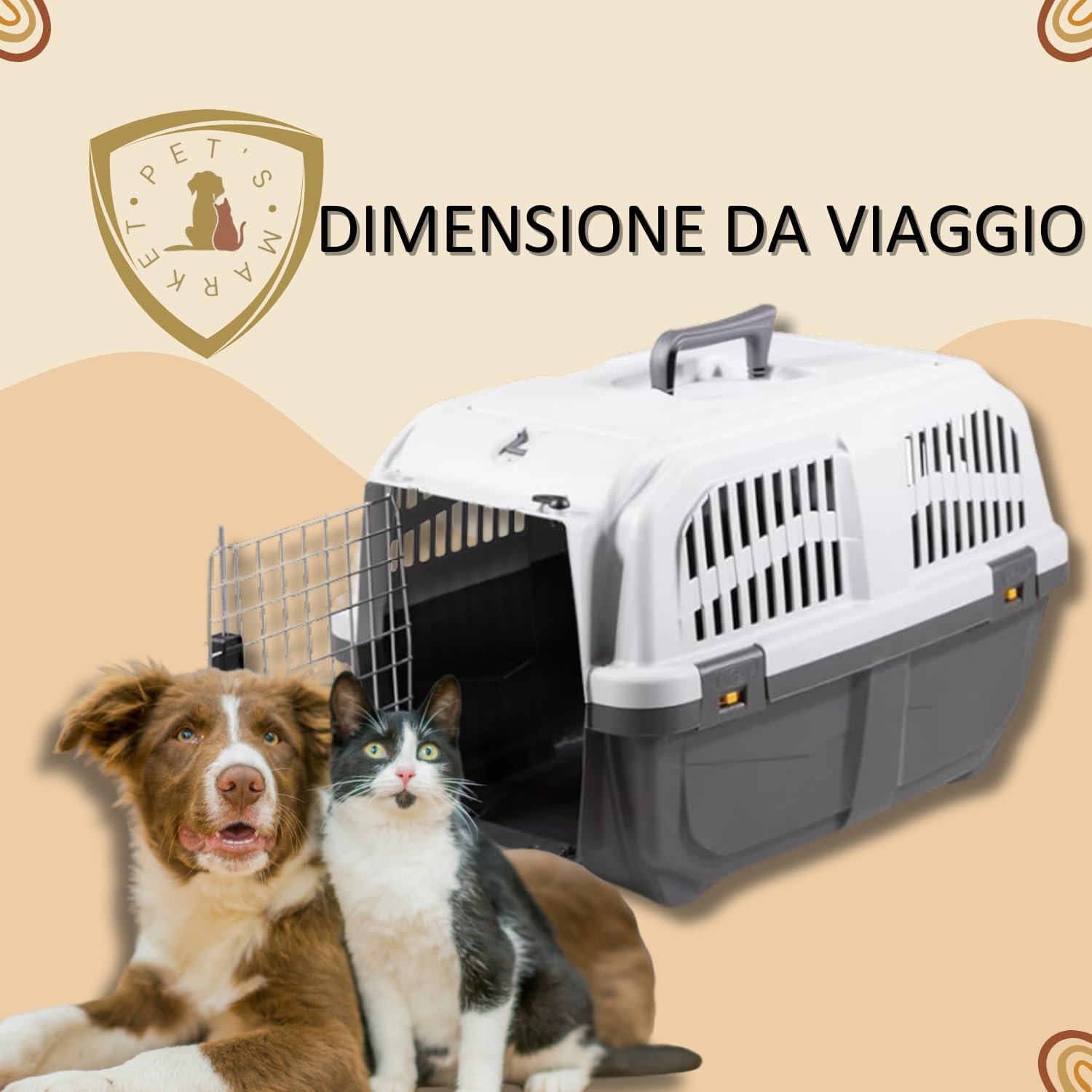 Trasportino Per Cani E Gatti IATA - Rigido, Con Sacchetti Igienici, Conforme Per Trasporto Aereo, Misura 60x40x39 Cm - Foto 2