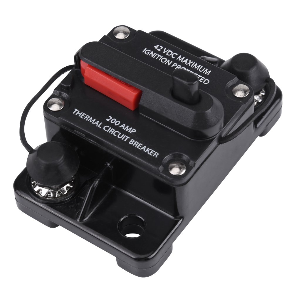 Waterproof Circuit Breaker 200A Manual Reset - For Car Audio, Marine & More