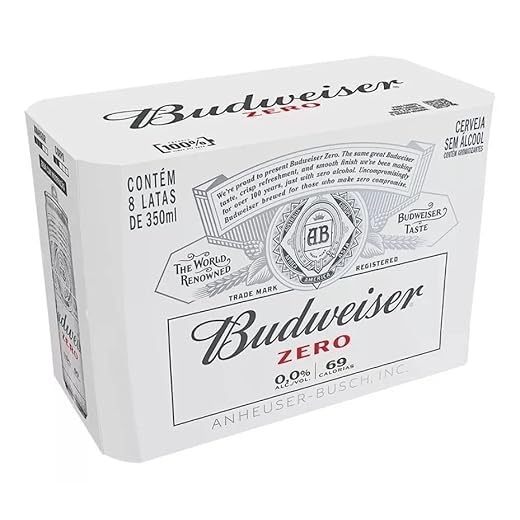 Pack Cerveja Budweiser Zero Álcool, 350ml, Lata - 8 unidades