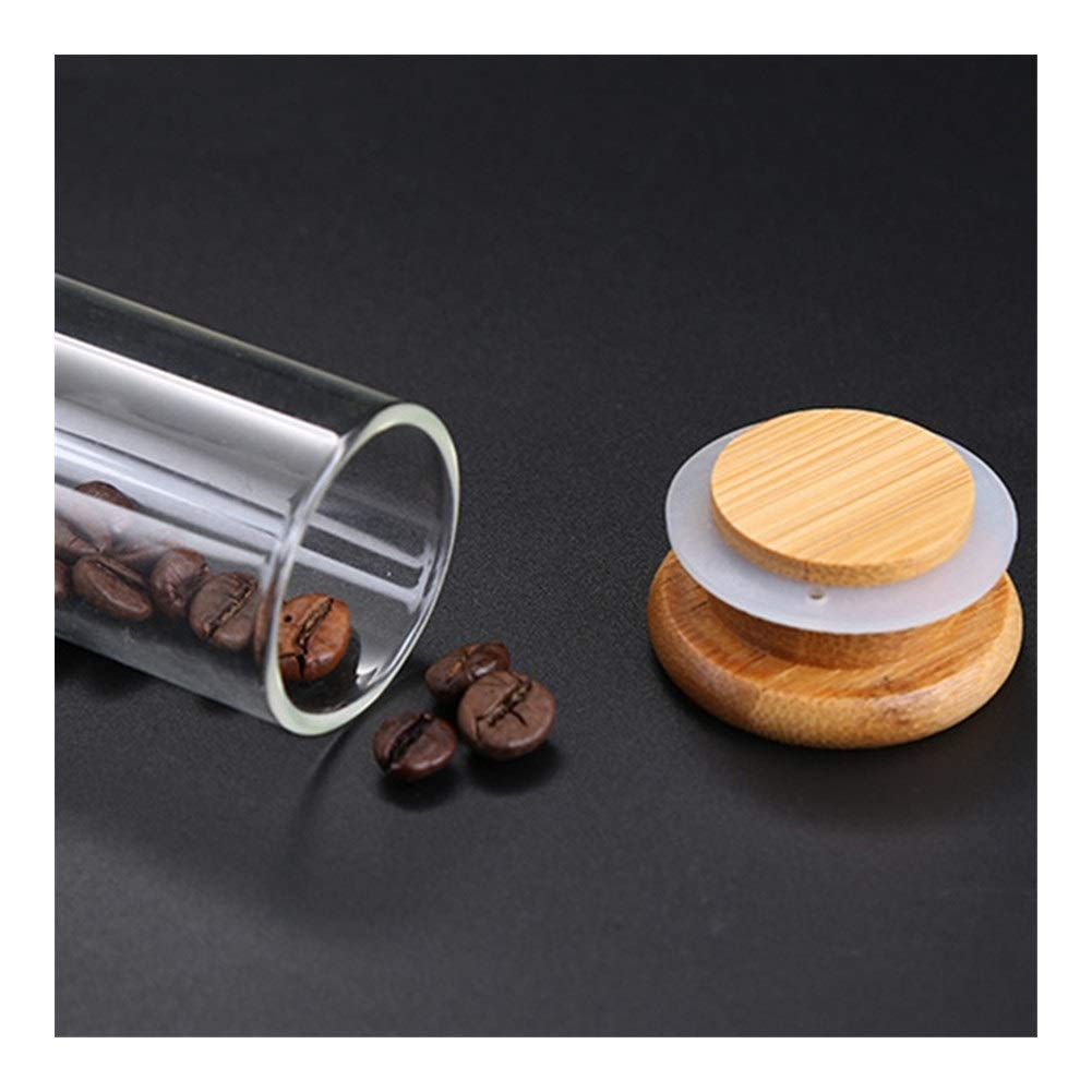 PYouo-tubos de ensayo grandes, En bastidor soporte del tubo de ensayo de vidrio, madera granos de café té de la exhibición, almacenamiento sellado ornamentos decorativos Cereales frasco , Materiales d