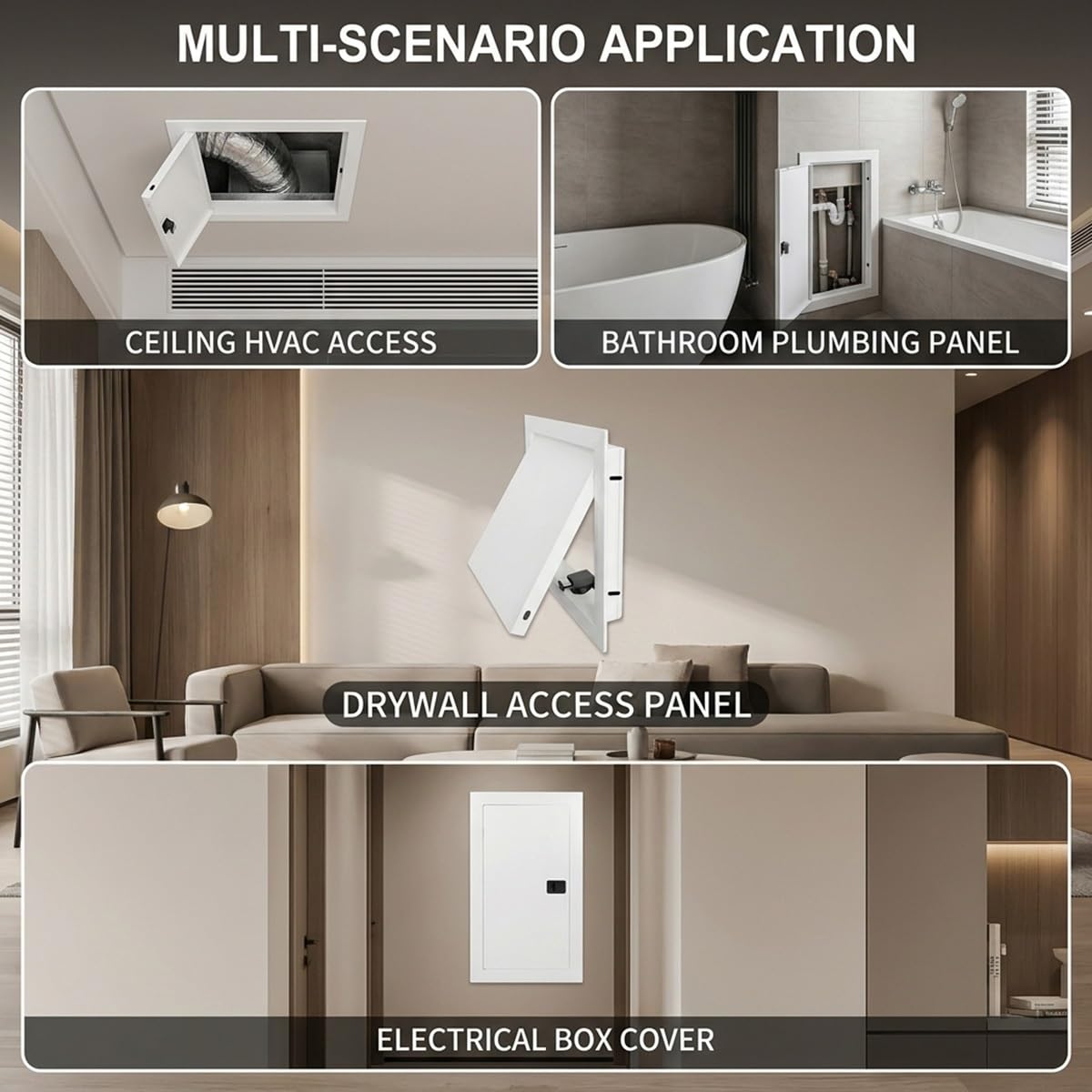 Trampilla Pladur de Aluminio Premium con Sistema Magnético a Presión, Puerta de Inspección Metálica para Paredes, Panel de Registro para Climatización y Cuadro Eléctrico(Negro,300 x350 mm)