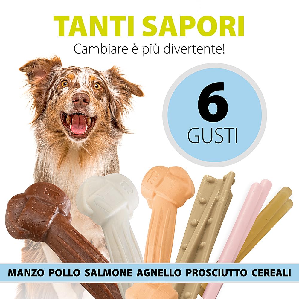 Ferplast Goodbite Natural Stick Gioco Bastoncino per l'Igiene Orale, Gusti Misti, Cane Medio Piccolo 5-25 Kg, Naturale, 8 Pezzi da 9 g