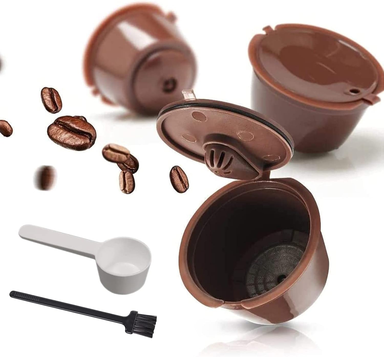 3Pcs Reusable Coffee Capsule, Coffee Capsule Cups with 1 Spoon and 1