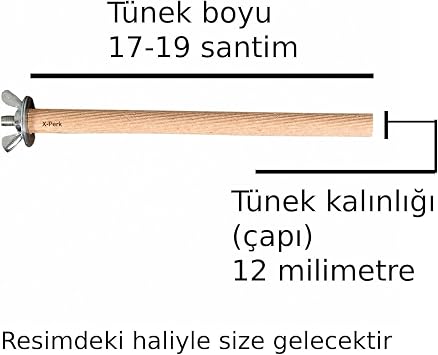 Doğal Ahşap Kuş Tüneği Doğal Ahşap Tünek Papağan Muhabbet Kuşu Kanarya Kafes Tüneği 1 Adet Boy 17-19 cm