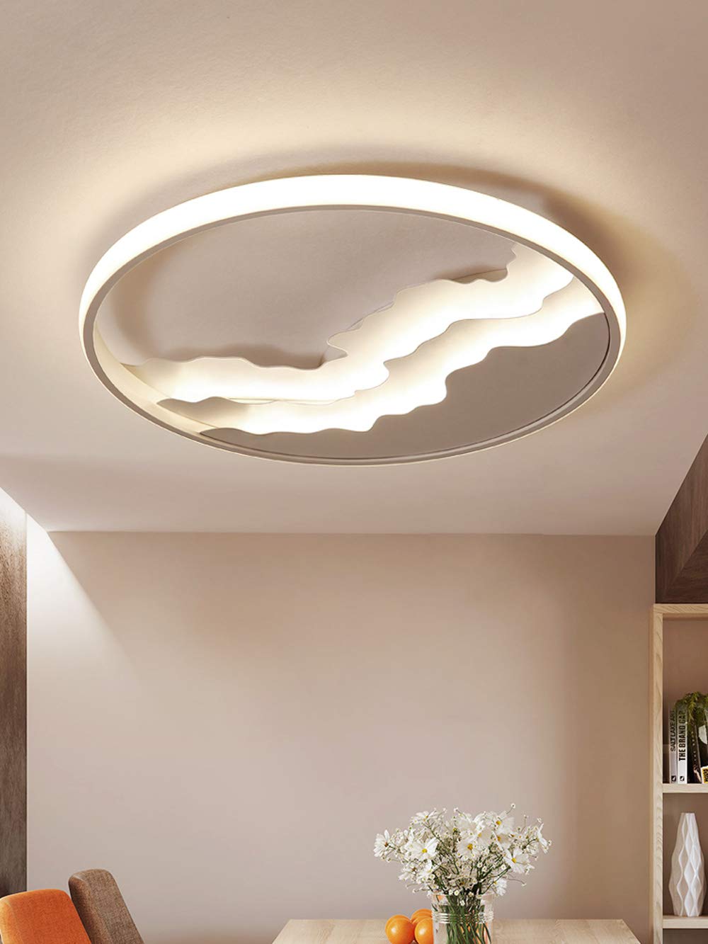 Lampa wisząca,Postmodernistyczna biała okrągła lampa sufitowa LED, lampa sufitowa do salonu w stylu europejskim