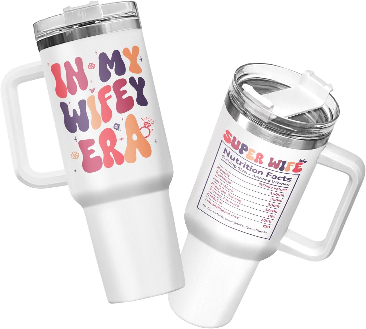 34HD Valentine’s Day Gift for Wife Tumbler with Handle – In My Wifey Era 40oz Travel Mug, Funny Super Wife Cup from Husband