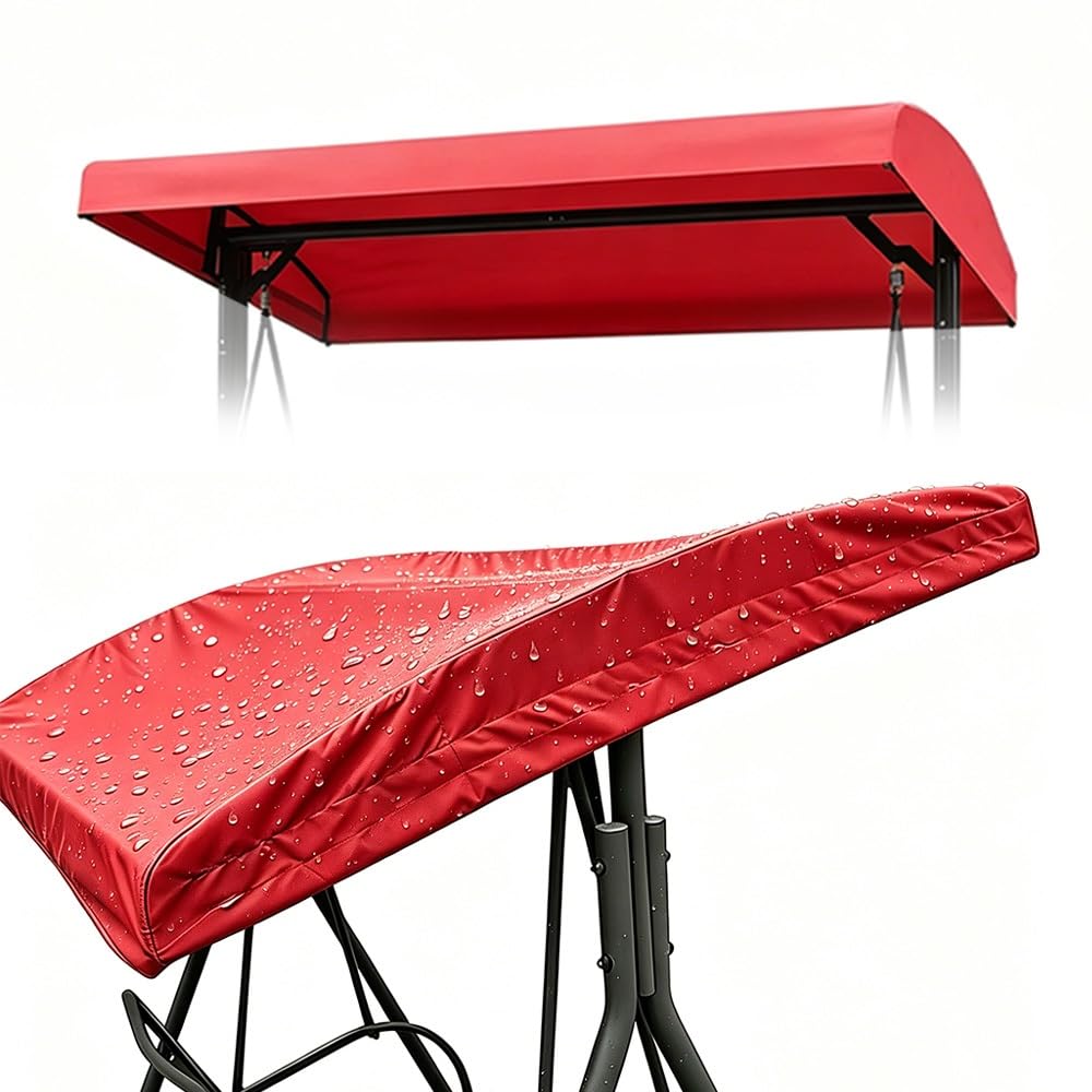 Toit De Rechange pour Balancelle De Jardin 190x120cm Toile De Balancelle Imperméable Housse De Toit pour Universel Balançoire en Tissu Oxford(Red,77x49x9in(195x125x20cm))